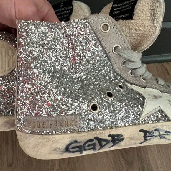 Authentic Golden Goose Francy Mid-Rise Silver Sneakers- 38 - Picture 8 of 10